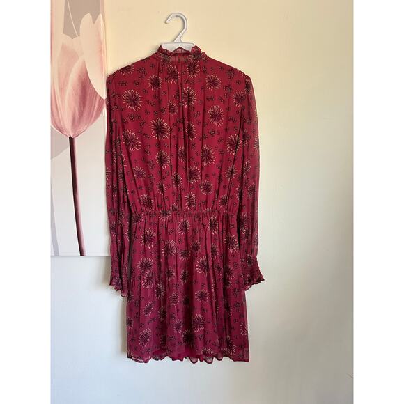 BA&SH Rose Tie Neck Long Sleeve Mini Dress Size 1 - Picture 7 of 7